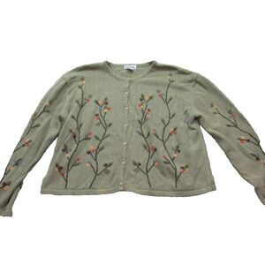 Gallagher Sweater Womens XL Floral Embroidered Cardigan Long Sleeve Boho Top